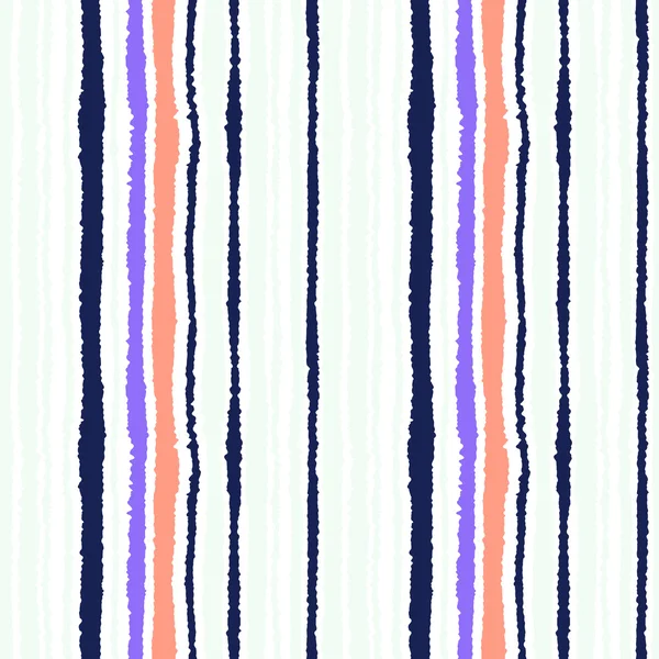 Seamless strip pattern. Vertical lines texture with torn paper effect. Contrast gray, rose, lilac pastel colors on white. Vector illustration — Stock vektor