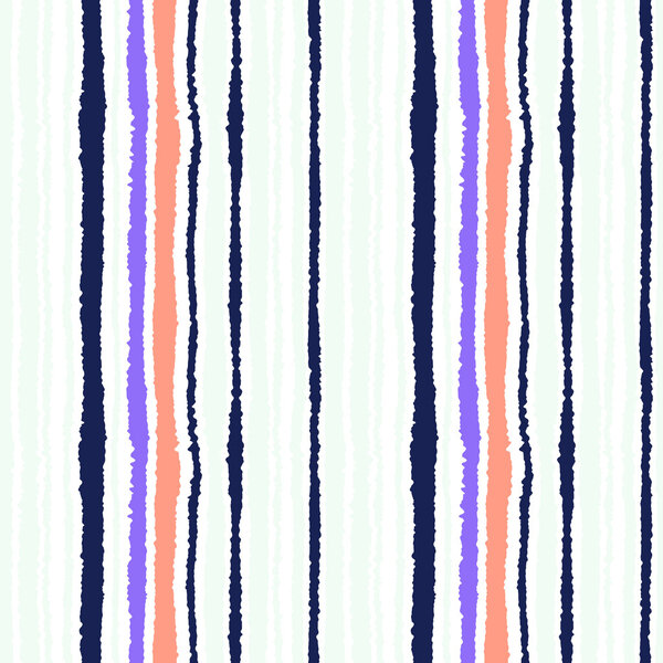 Бесшовный рисунок полосы. Вертикальные линии текстуры с разрывом бумажного эффекта. Противоречивые, розовые, лиловые цвета на белом. Векторная иллюстрация

