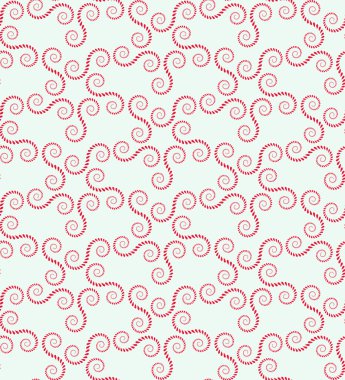 Seamless lace pattern. Vintage, curled texture. Spiral, swirl floral figures. Twist ornament of laurel leaves. Red, white colored background. Vector