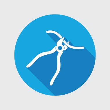 Clipper, nippers tool icon. Tool, working, fix, repair, connection symbol. Round button with long shadow. Vector