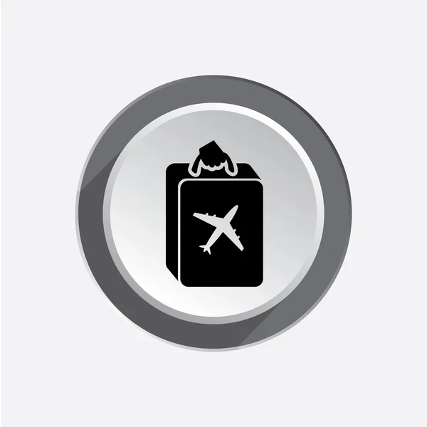 Baggage icon. Luggage for traveling. Info symbol. Black icon on white-gray button with shadow. Vector isolated — Stok Vektör