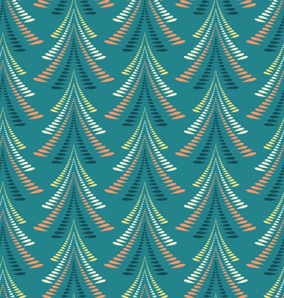 Seamless Christmas pattern. Stylized ornament of trees, firs on blue, turquoise background. Winter, New Year texture. Vector — Διανυσματικό Αρχείο