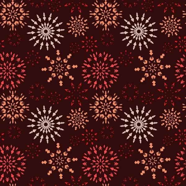 Christmas seamless pattern. Light snowflake signs on brown, chocolate background. Winter texture. Chocolate theme. Vector — Διανυσματικό Αρχείο