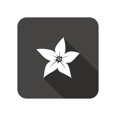 Lily flower icons. Floral symbol. Rounded square flat icon with long shadow. Vector