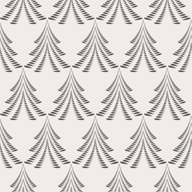 Seamless Christmas pattern. Stylized ornament of trees, firs on light gray background. Winter, New Year, nature theme texture. Vector