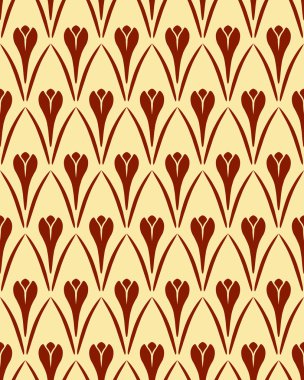 Seamless floral pattern. Crocus vintage background. Flower texture. Brown yellow contrast colored. Vector