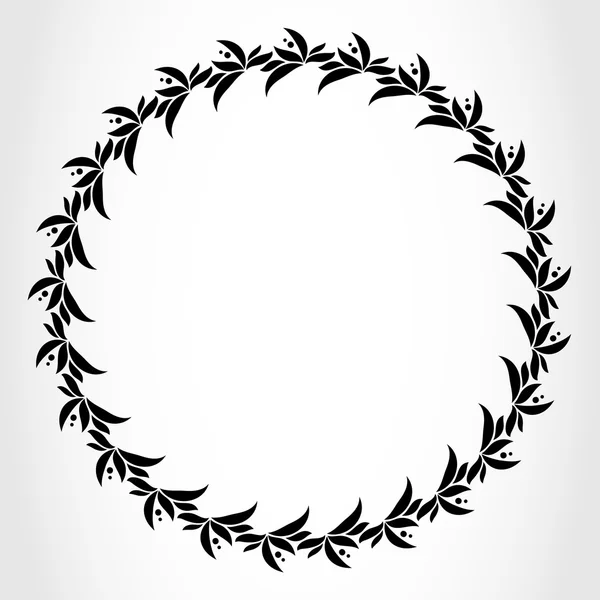 Laurel wreath cicle tattoo. Black stylized ornament, leaves with berry sign on white background. Victory, peace symbol. Vector — Stockvector