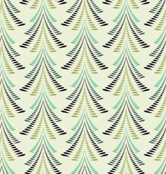 Patrón de Navidad sin costuras. Adorno estilizado de árboles, abetos sobre fondo gris amarillo claro. Invierno, Año Nuevo, textura del tema de la naturaleza. Vector — Archivo Imágenes Vectoriales