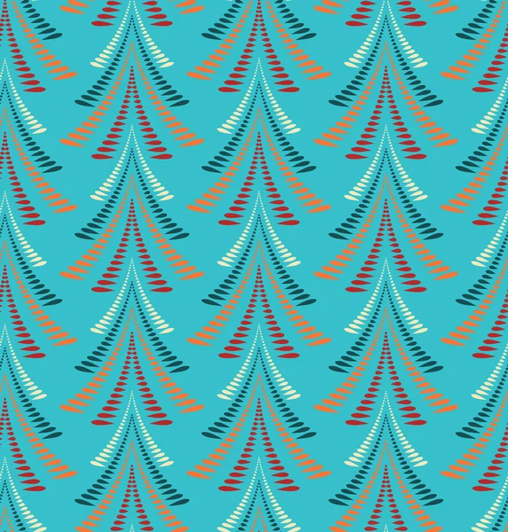Seamless Christmas pattern. Stylized ornament of trees, firs on blue, turquoise background. Winter, New Year, nature theme texture. Vector — Διανυσματικό Αρχείο
