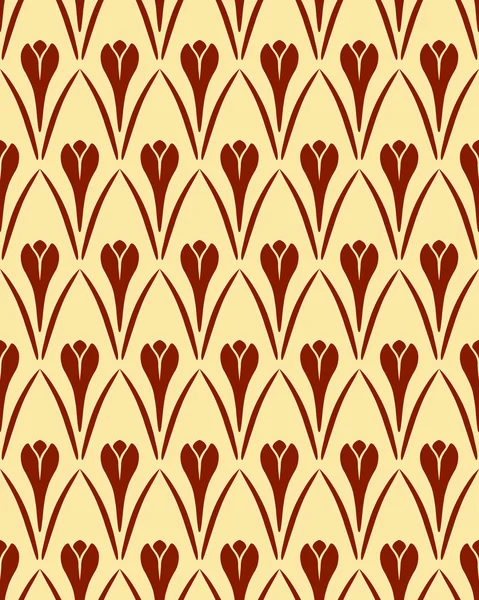 Seamless floral pattern. Crocus vintage background. Flower texture. Brown yellow contrast colored. Vector