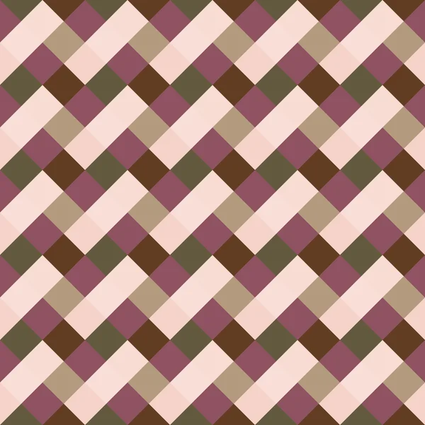 Безшовний геометричний перевірений візерунок. Діагональні, квадратні, плетені лінії. Структура ромба. Коричневий, зелений, рожевий холодного кольору. Векторні — стоковий вектор