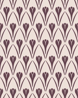 Seamless floral pattern. Flower Crocus vintage background. Saffron herb cuisine texture. Brown, gray contrast colored. Vector