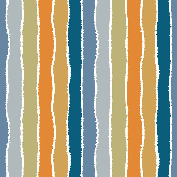 Modèle de bande sans couture. Lignes verticales avec effet papier déchiré. Déchiqueter le fond. Contraste lumineux chaud gris, olive, orange, bleu, blanc. Automne, hiver, thème de la mer. Illustration vectorielle — Image vectorielle