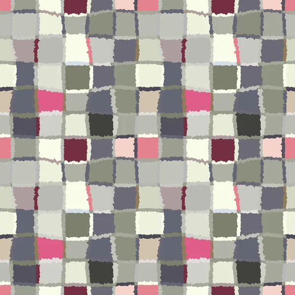 Motivo a mosaico geometrico a quadri senza cuciture. Sfondo di rettangoli intrecciati e quadrati. Patchwork, ceramica, texture di piastrelle. Colori tenui, pastello, variegato, grigio, rosa. Tema invernale. Vettore — Vettoriale Stock