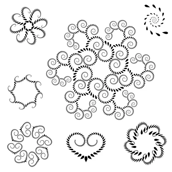 Laurel corona tatuaje conjunto. Signos de corazón, espiral, remolino de trigo sobre fondo blanco. Adorno estilizado. San Valentín, cumpleaños, defensa, creencia, gloria, símbolo de amor. Vector aislado — Archivo Imágenes Vectoriales