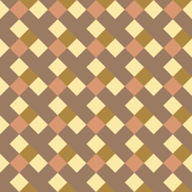 Seamless geometric checked pattern. Diagonal square, braiding, woven line background. Patchwork texture in warm, soft, light, gray, yellow, olive colors. Rhombus, staggered figure texture. Vector