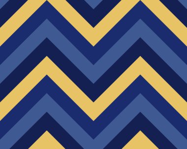 Seamless geometric strip pattern. Stripy texture. Zig-zag line background. Diagonal strips. Blue, yellow contrast colors. Winter theme. Vector