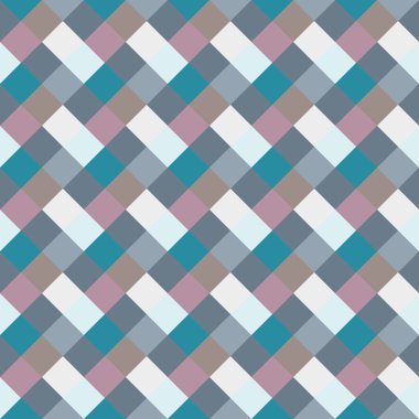 Seamless geometric checked pattern. Diagonal square, braiding, woven line background. Rhombus, patchwork, staggered figure texture. Light, blue, gray, turquoise, sea, soft colored. Winter theme