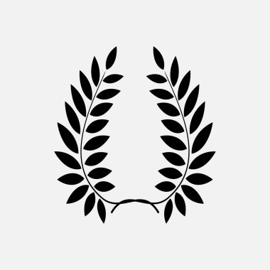 Laurel wreath tattoo. Black ornament, sign on white background.  Defence, peace, glory symbol. Vector isolated