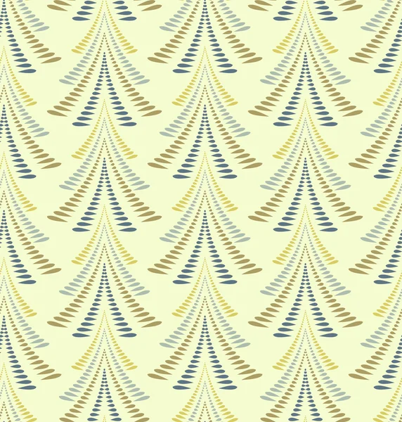 Seamless Christmas pattern. Stylized ornament of trees, firs on light yellow gray background. Twist silhouettes with laurel leaves. Winter, New Year, nature theme texture. Vector — Διανυσματικό Αρχείο