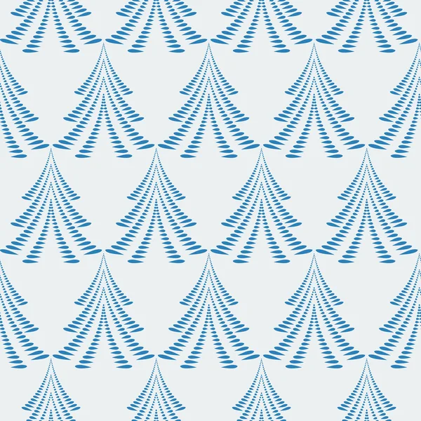 Patrón de Navidad sin costuras. Firs, árboles sobre fondo azul claro. Torcer adorno estilizado de hojas de laurel. Invierno, Año Nuevo, textura de la naturaleza. Vector — Vector de stock