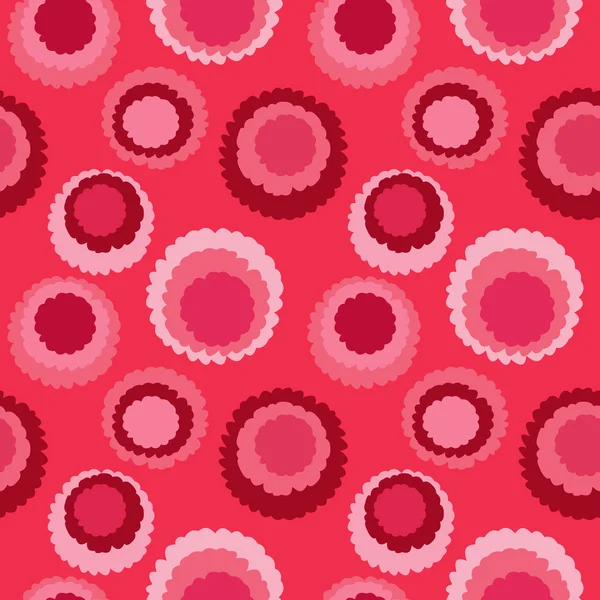Polka geométrica sem costura fazer padrão manchado. Textura variegada com círculos. Manchas redondas rabiscos. Vermelho, cor de rosa. Vetor — Vetor de Stock