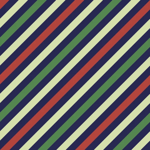 Seamless geometric pattern. Stripy texture for neck tie. Diagonal contrast strips on background. Contrast dark blue, red, green colors. Vector — 스톡 벡터
