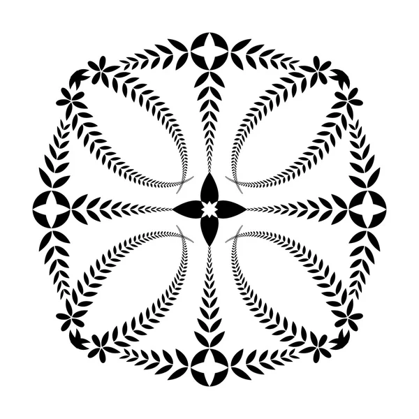 Tatuaggio della corona di alloro. Ornamento incrociato. Segno nero su sfondo bianco. Difesa, armonia, simbolo di gloria. Vettore — Vettoriale Stock