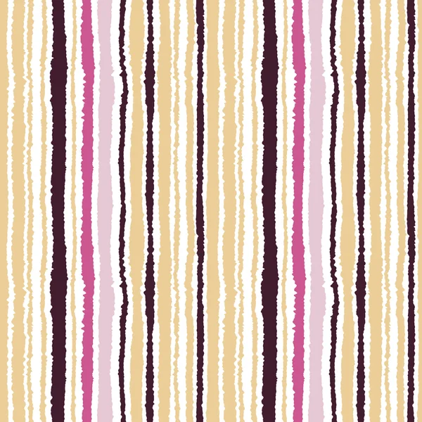 Modèle de bande sans couture. Lignes verticales avec effet papier déchiré. Découper la texture des bords. Couleurs contrastées beige, rose, marron sur fond blanc. Vecteur — Image vectorielle