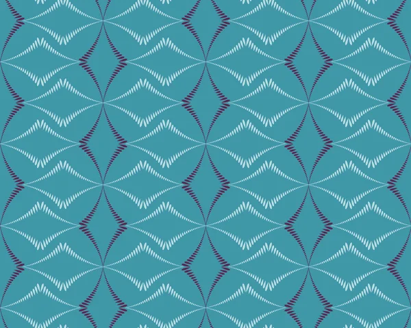 Modèle abstrait géométrique sans couture. Bandes losanges, lignes sur fond bleu. Turquoise, gris, couleurs pastel lilas. Vecteur — Image vectorielle