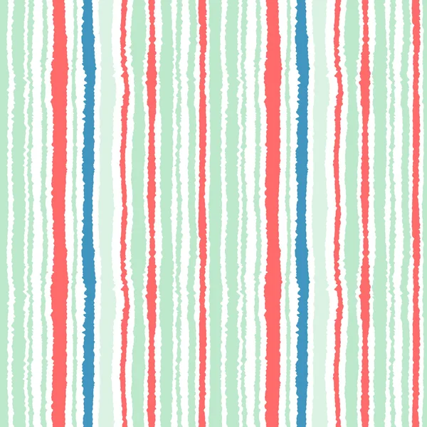 Seamless striped pattern. Vertical narrow lines. Torn paper, shred edge texture. Blue, white, orange light soft colored background. Vector — 스톡 벡터