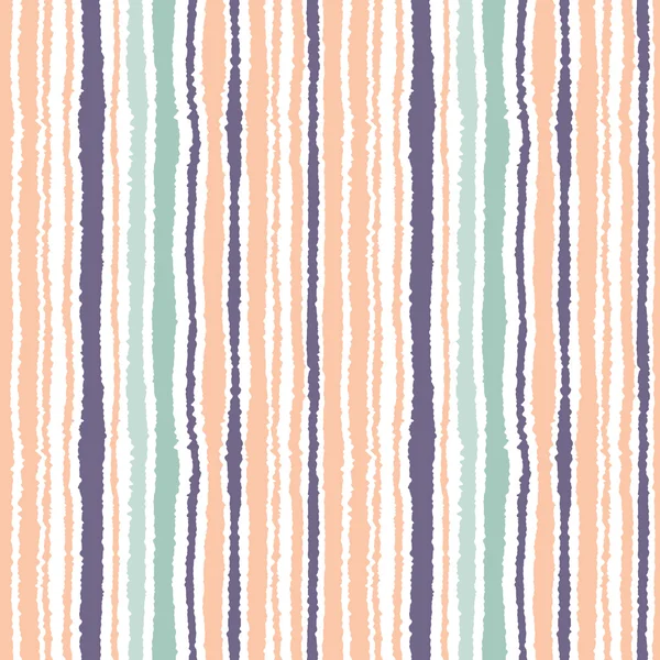Seamless striped pattern. Vertical narrow lines. Torn paper, shred edge texture. Orange, blue, white light soft colored background. Vector — ストックベクタ