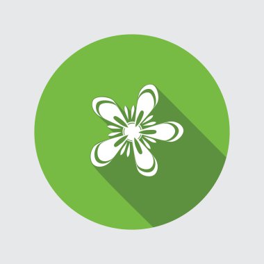 Spring flower icon. Anemone floral symbol. Round circle flat icon with long shadow. Vector