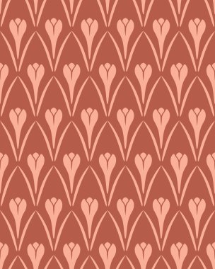 Seamless floral pattern. Crocus flower vintage texture. Orange-brown soft colored. Light signs on dark background. Vector