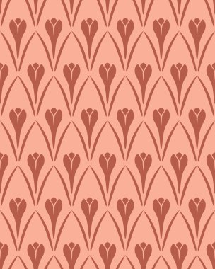 Seamless floral pattern. Crocus flower vintage texture. Orange-brown soft colored. Light signs on dark background. Vector