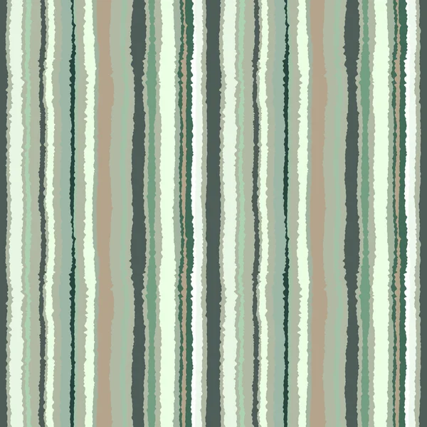 Seamless striped pattern. Vertical narrow lines. Torn paper, shred edge texture. Soft cold green, gray, beige, white colored background. Vector — 스톡 벡터