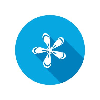 Orkide çiçek simgeler. Çiçek sembolü. Yuvarlak daire uzun gölge ile düz simgesi. Vektör