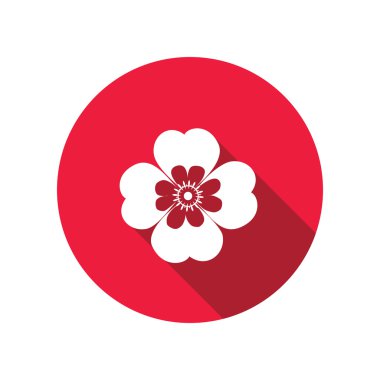 Papatya, unutma çiçek simgeler. Çiçek sembolü. Yuvarlak daire uzun gölge ile düz simgesi. Vektör