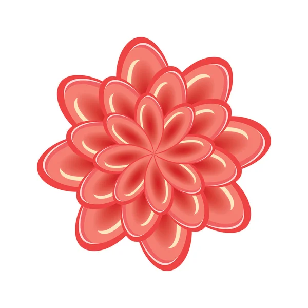 Flower icon. Unusual glass view chrysanthemum. Floral composition. Orange-red three-dimensional sign. Vector — 图库矢量图片