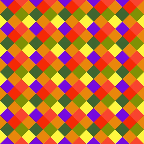 Seamless geometric pattern. Diagonal square, braiding, woven line background. Motley warm, brigth, variegated, baby, festival, clown, kitsch, holiday colored. Rhomb figure texture. Vector — Wektor stockowy