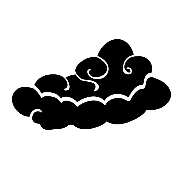 Icono de nube. Signo de vista de cuento de hadas estilizado abstracto. Negro sobre blanco. Vector — Vector de stock