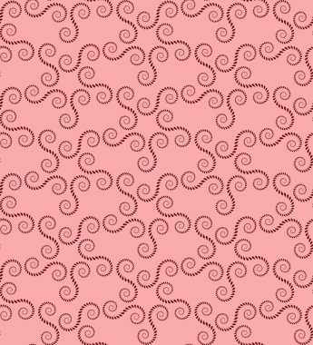 Spiral seamless lace pattern. Vintage texture. Abstract twirl figures of laurel leaves. Vinous, rose, contrast colored background. Vector
