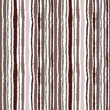 Seamless striped pattern. Vertical narrow lines. Torn paper, shred edge texture. Brown, white colored background. Vector