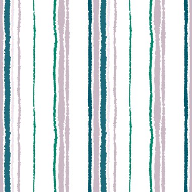 Seamless strip pattern. Vertical lines with torn paper effect. Shred edge background. Cold, soft, gray, green, white colors. Winter theme. Vector