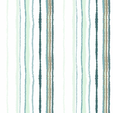 Seamless strip pattern. Vertical lines with torn paper effect. Shred edge background. Cold, soft, gray, green, white colors. Winter theme. Vector
