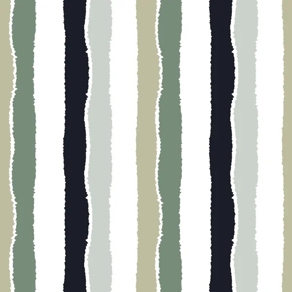 Seamless strip pattern. Vertical lines with torn paper effect. Contrast, gray, green white colored background. Winter theme. Vector — Stock Vector