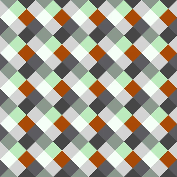 Seamless geometric checked pattern. Diagonal square, woven line background. Rhombus texture. Gray, green, sepia colors. Vector — Stockvector