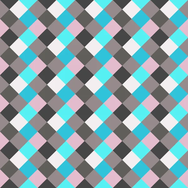 Patrón geométrico sin costuras comprobado. Diagonal cuadrado, fondo de línea tejida. Textura rombo. Gris, colores azules. Vector — Archivo Imágenes Vectoriales