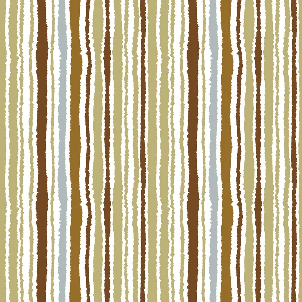 Seamless striped pattern. Vertical narrow lines. Torn paper, shred edge texture. Green, brown, white colored background. Vector — Stockvector