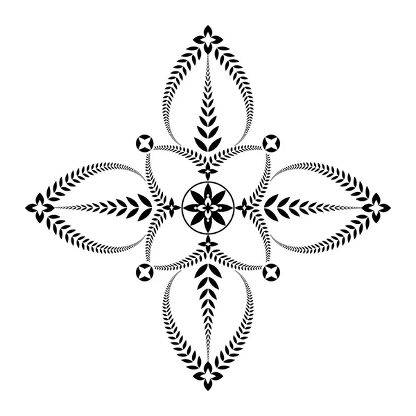 Δάφνινο στεφάνι τατουάζ. Ασυνήθιστο Σταυρού στολίδι. Μαύρη εικόνα σε λευκό φόντο. Άμυνας, ειρήνης, σύμβολο δόξας. Διάνυσμα απομονωμένες — Διανυσματικό Αρχείο